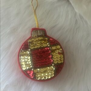 Festive Sequin Ornament - gift box Red and Gold